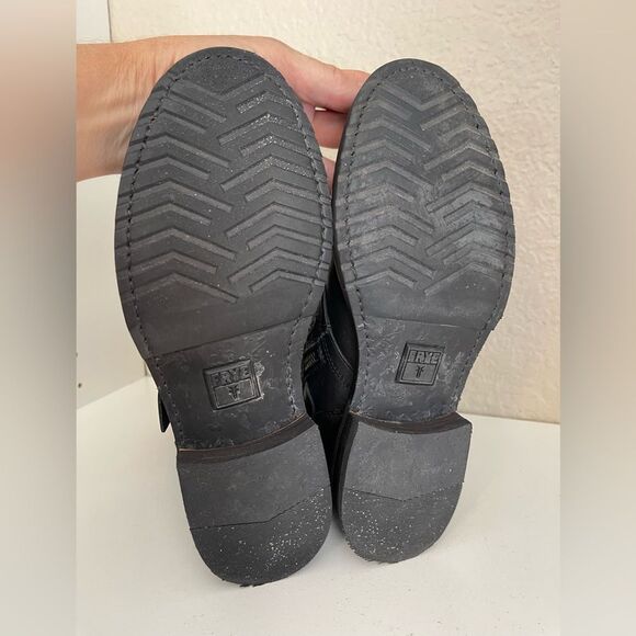 FRYE Veronica black leather combat Tanker Moto Boot 7 - Picture 13 of 17